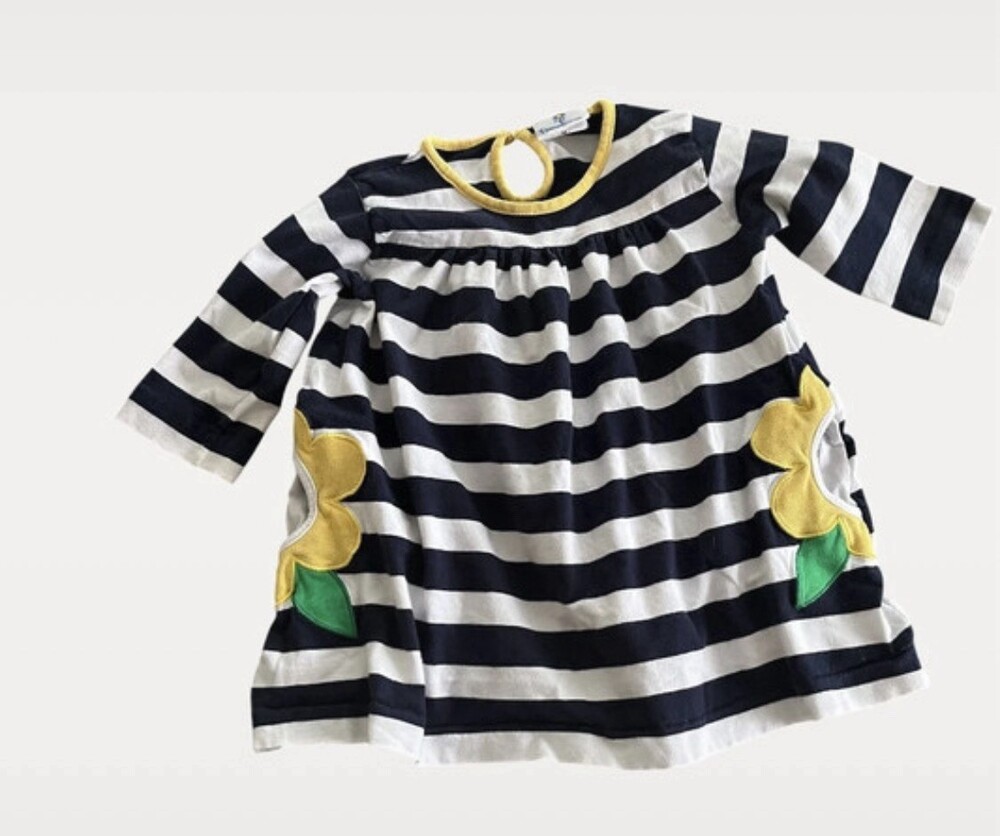 Florence Eiseman Baby Girls Nautical Stripe Flower Pocket Dress 12M